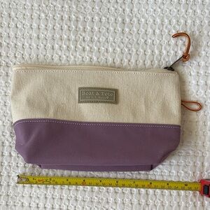 L.L. Bean Cream and Purple Canvas Pouch